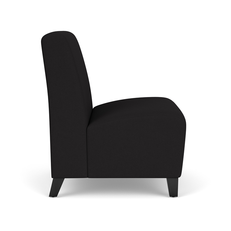 Siena Lounge Reception Armless Oversize Guest Chair / Black Steel Legs / Black