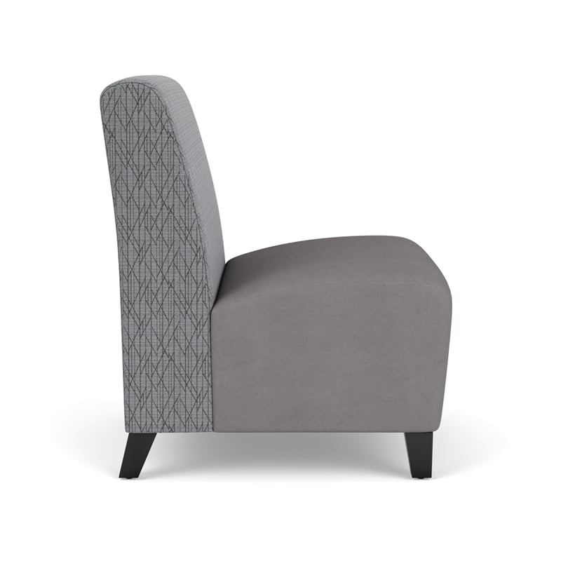 Siena Reception Armless Oversize Guest Chair / Black Steel Legs / Gray / Gray