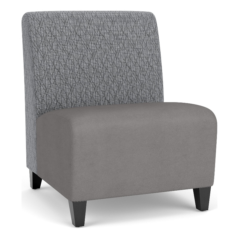 Siena Reception Armless Oversize Guest Chair / Black Steel Legs / Gray / Gray