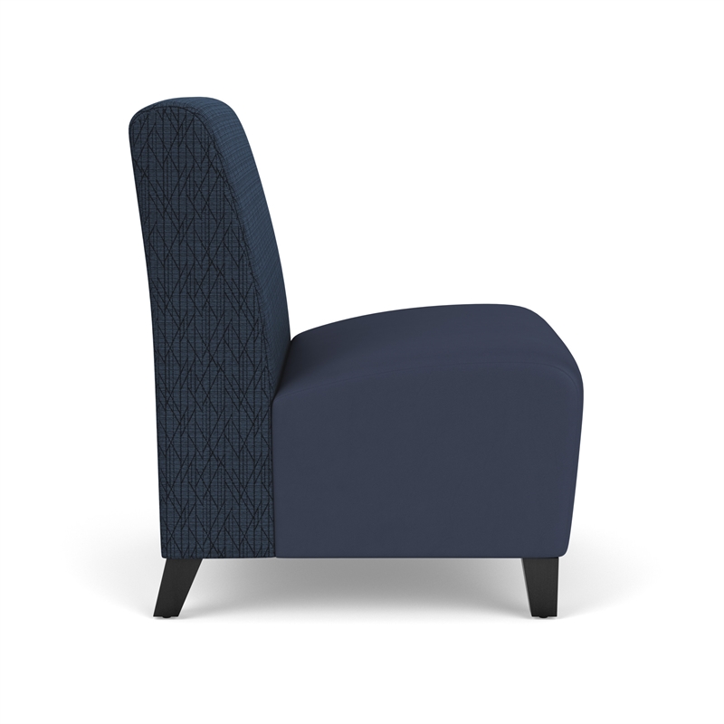 Siena Reception Armless Oversize Guest Chair / Black Steel Legs / Blue / Blue