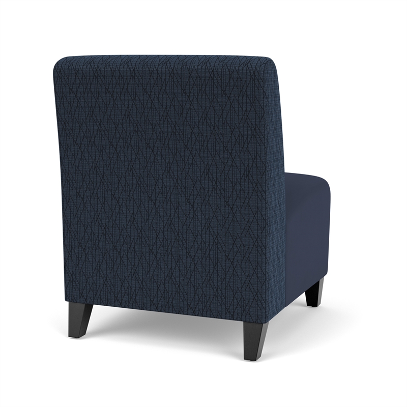Siena Reception Armless Oversize Guest Chair / Black Steel Legs / Blue / Blue