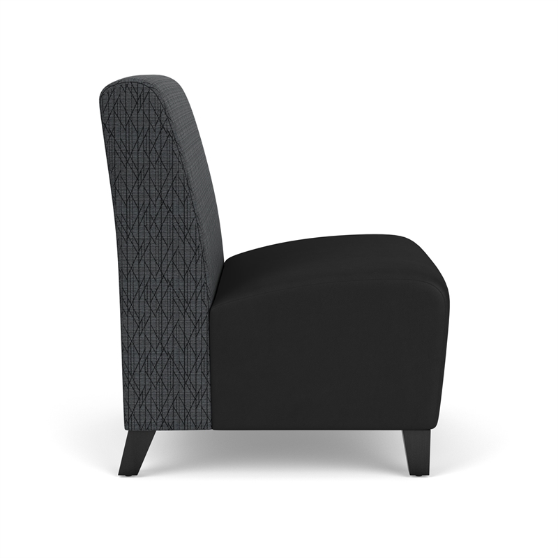Siena Armless Oversize Guest Chair / Black Steel Legs / Dark Gray / Black