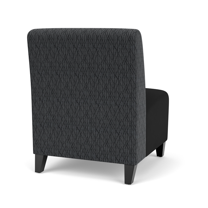 Siena Armless Oversize Guest Chair / Black Steel Legs / Dark Gray / Black