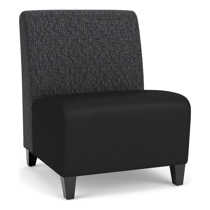 Siena Armless Oversize Guest Chair / Black Steel Legs / Dark Gray / Black