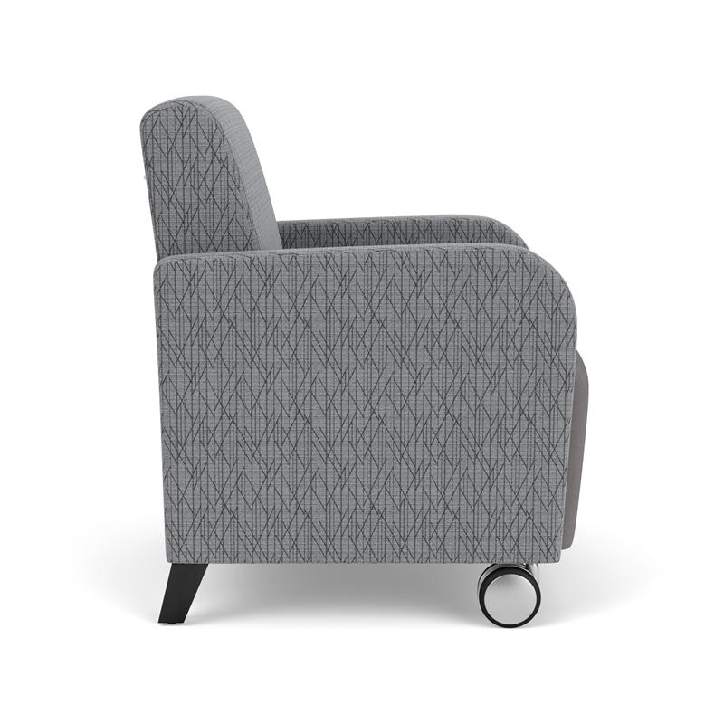 Siena Lounge Reception Guest Chair / Casters / Black Wood Legs / Gray / Gray