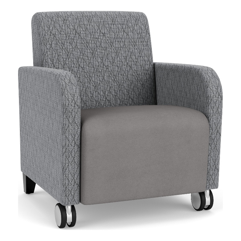 Siena Lounge Reception Guest Chair / Casters / Black Wood Legs / Gray / Gray