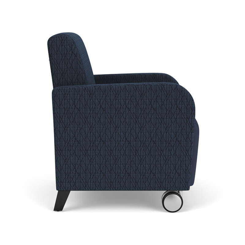 Siena Reception Guest Chair / Casters / Black Wood Legs / Blue / Dark Blue