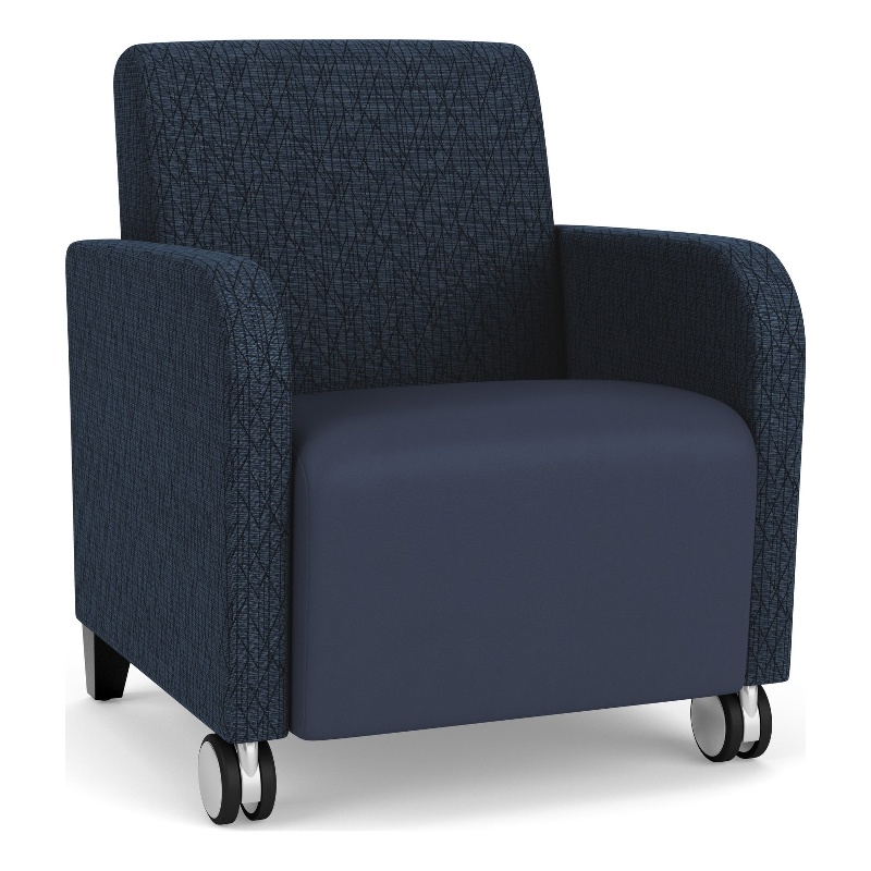 Siena Reception Guest Chair / Casters / Black Wood Legs / Blue / Dark Blue