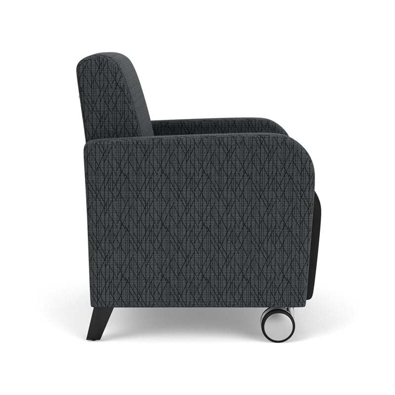 Siena Reception Guest Chair / Casters / Black Wood Legs / Black / Dark Gray