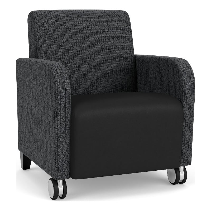 Siena Reception Guest Chair / Casters / Black Wood Legs / Black / Dark Gray