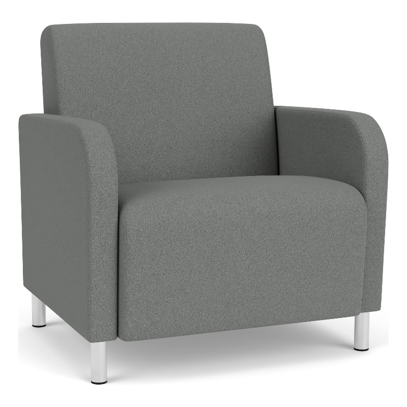 Siena Lounge Reception Oversize Guest Chair / Brushed Steel Legs / Light Gray
