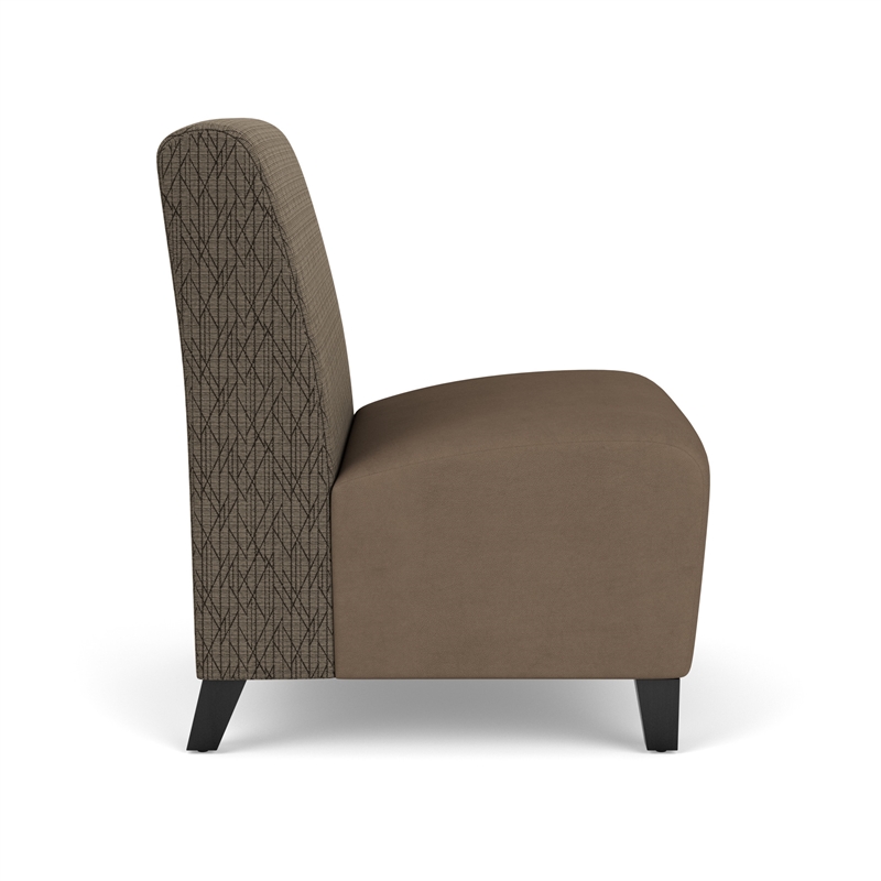 Siena Reception Armless Oversize Guest Chair / Black Steel Legs / Brown / Brown