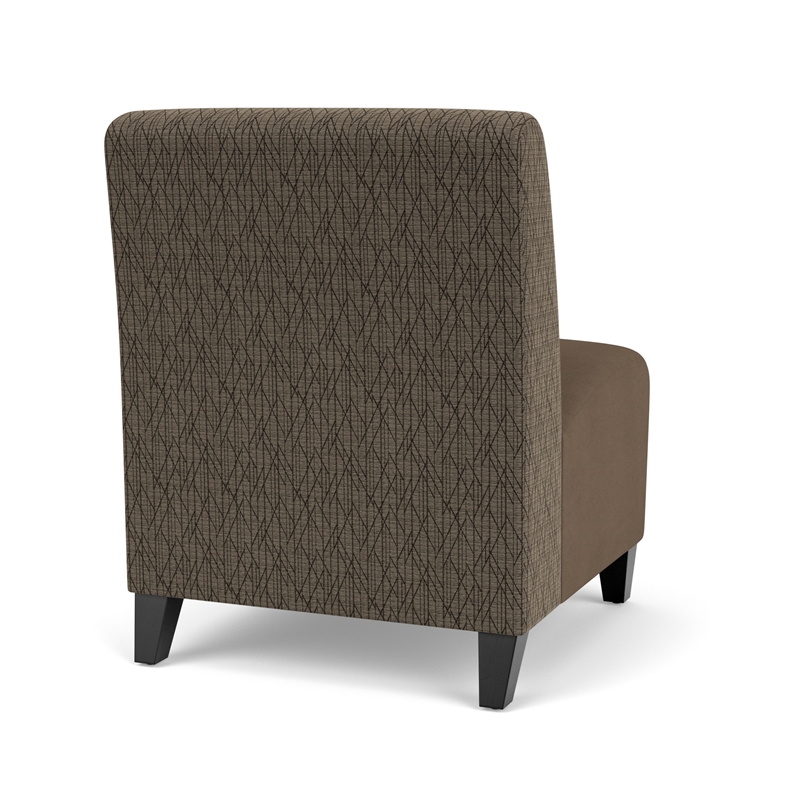 Siena Reception Armless Oversize Guest Chair / Black Steel Legs / Brown / Brown