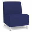 Siena Lounge Reception Armless Oversize Guest Chair / Brushed Steel Legs / Blue