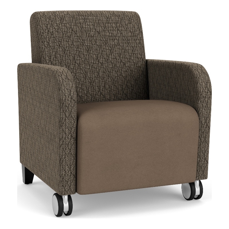 Siena Lounge Reception Guest Chair / Casters / Black Wood Legs / Brown / Brown