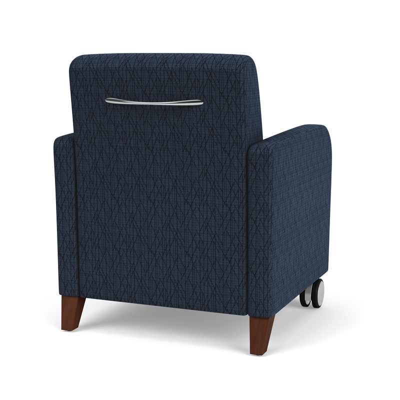 Siena Reception Guest Chair / Casters / Walnut Wood Legs / Blue / Dark Blue
