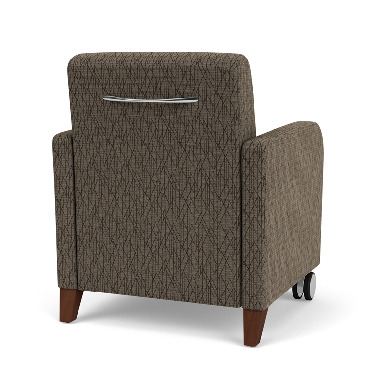Siena Lounge Reception Guest Chair / Casters / Walnut Wood Legs / Brown / Brown