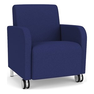 Siena Lounge Reception Waiting Guest Chair / Casters / Brushed Steel Legs / Blue