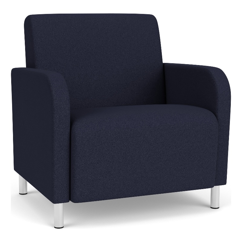 Siena Lounge Reception Oversize Guest Chair / Brushed Steel Legs / Navy Blue