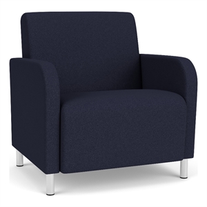 Siena Lounge Reception Oversize Guest Chair / Brushed Steel Legs / Navy Blue