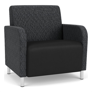 Siena Reception Oversize Guest Chair / Brushed Steel Legs / Black / Dark Gray