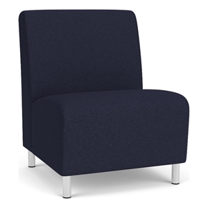 Siena Reception Armless Oversize Guest Chair / Brushed Steel Legs / Navy Blue