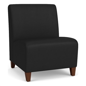 Siena Lounge Reception Armless Oversize Guest Chair / Walnut Wood Legs / Black