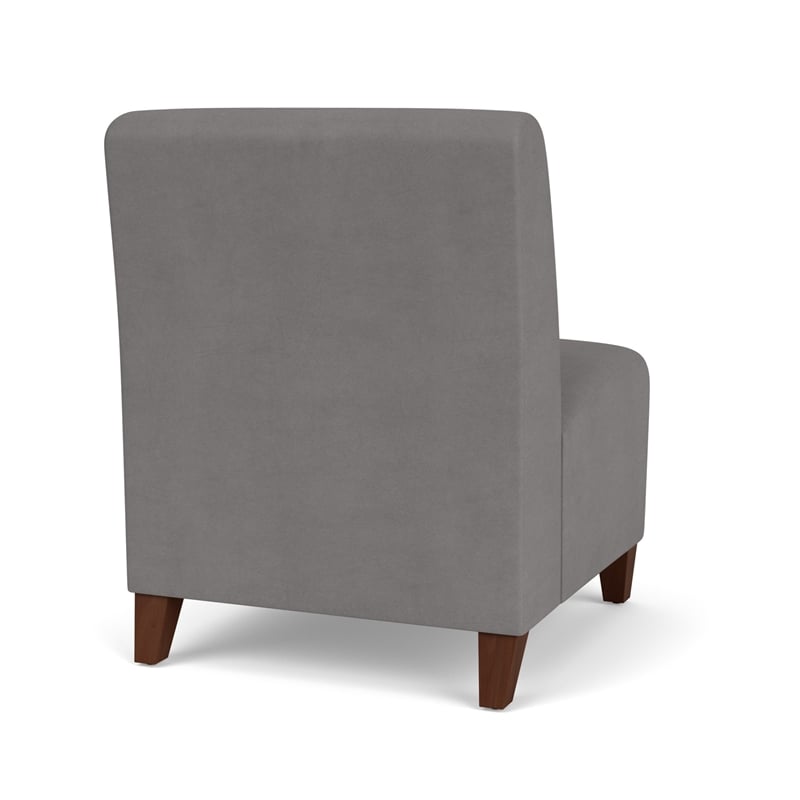 Siena Reception Armless Oversize Guest Chair / Walnut Wood Legs / Light Gray