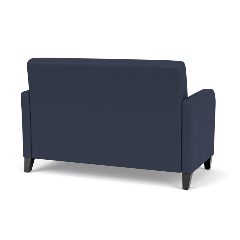 Siena Lounge Lobby Reception Waiting Loveseat / Black Steel Legs / Blue