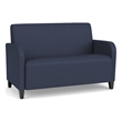 Siena Lounge Lobby Reception Waiting Loveseat / Black Steel Legs / Blue