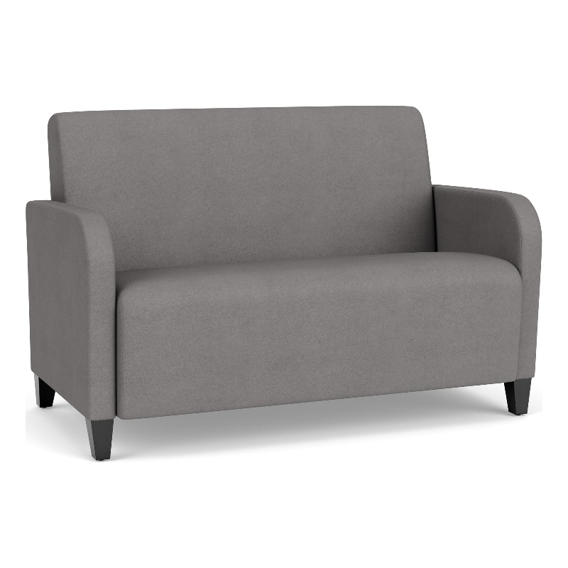 Siena Lounge Lobby Reception Waiting Loveseat / Black Steel Legs / Light Gray