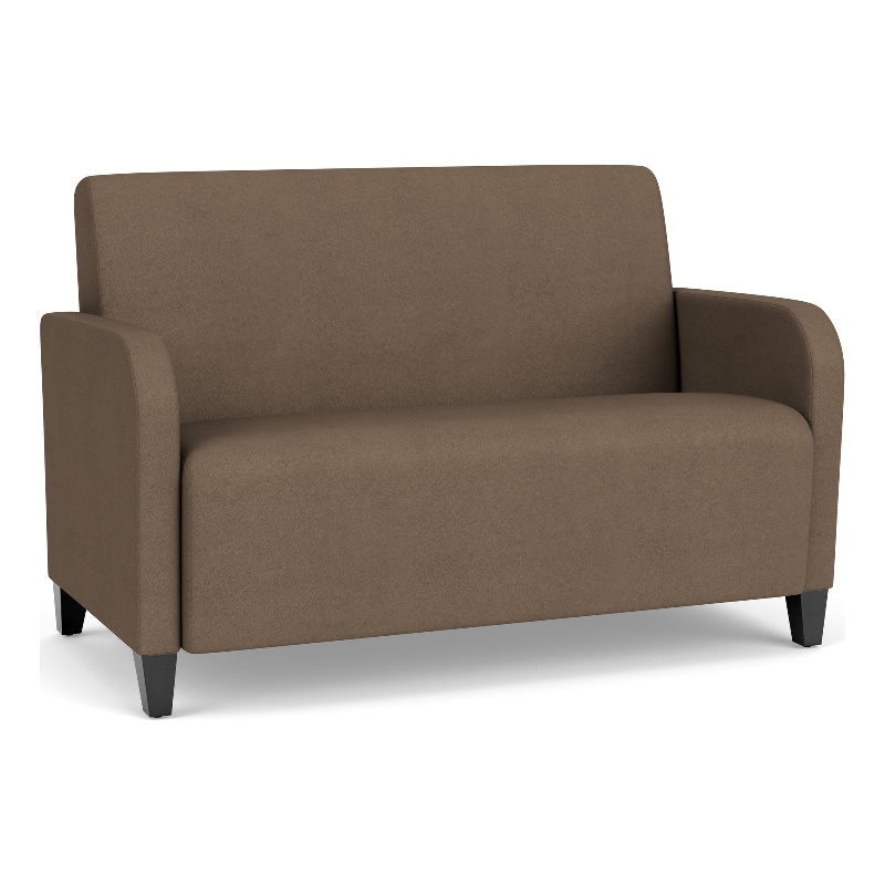 Siena Lounge Lobby Reception Waiting Loveseat / Black Steel Legs / Brown