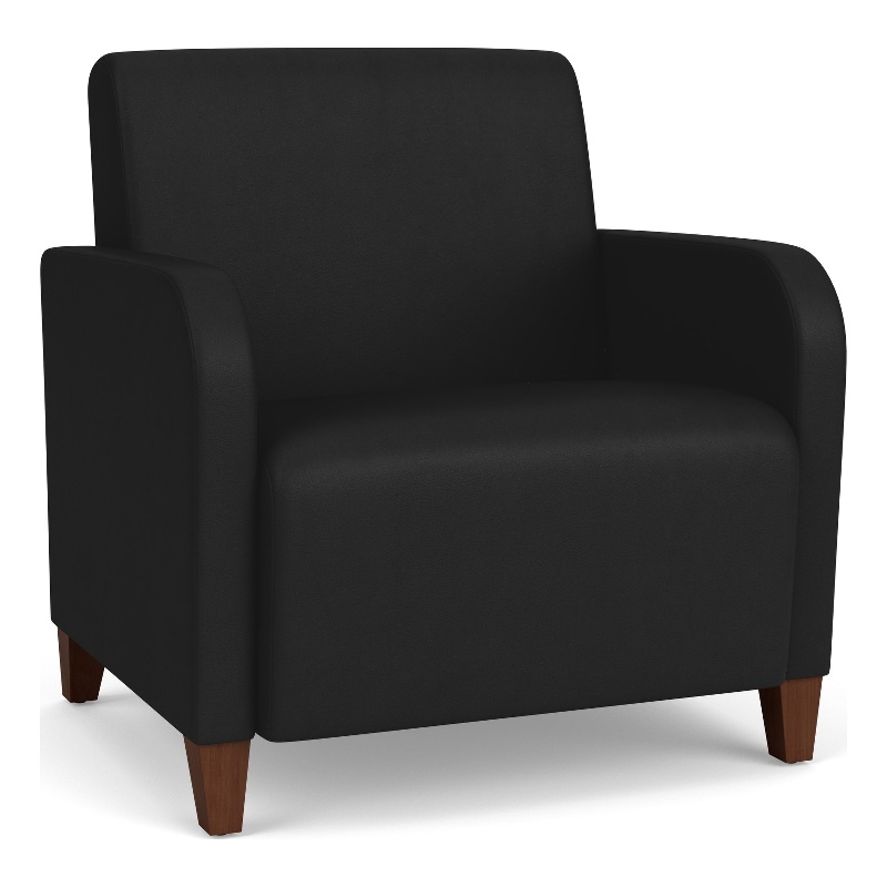 Siena Lounge Reception Waiting Oversize Guest Chair / Walnut Wood Legs / Black