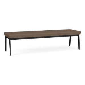 Newport Reception Waiting Room 18.5&quot 3-Seat Bench / Black Steel / Brown