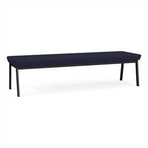 Newport Reception Waiting 18.5&quot 3-Seat Bench / Black Steel / Navy Blue