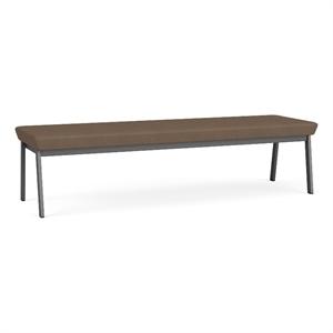 Newport Reception Waiting Room 18.5&quot 3-Seat Bench / Charcoal Steel / Brown