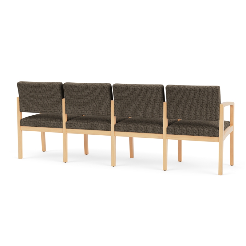Lenox Wood Reception Waiting 4-Seat Tandem Seating / Natural Wood / Brown