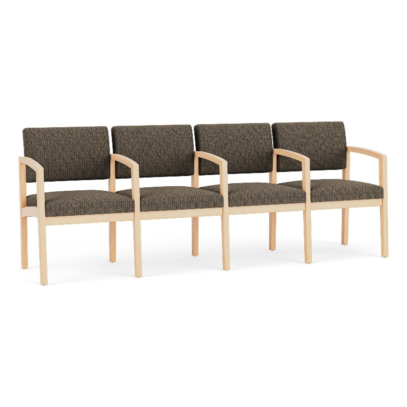 Lenox Wood Reception Waiting 4-Seat Tandem Seating / Natural Wood / Brown