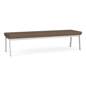 Newport Reception Waiting Room 18.5&quot 3-Seat Bench / Silver Steel / Brown
