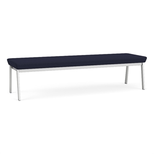 Newport Reception Waiting 18.5&quot 3-Seat Bench / Silver Steel / Navy Blue