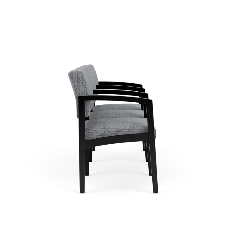 Lenox Wood Reception Waiting 3-Seat Tandem Seating / Black Wood / Gray