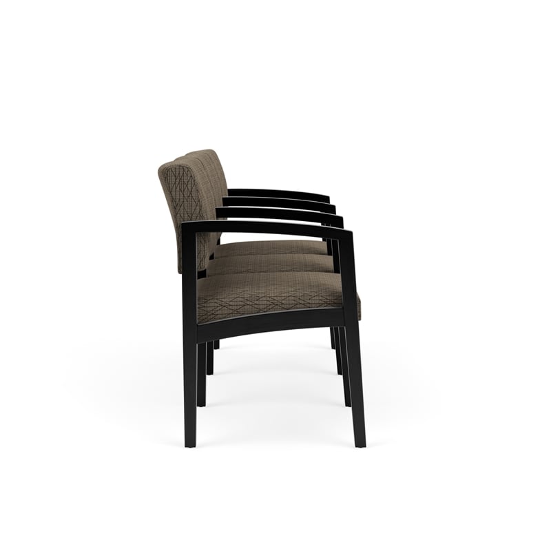 Lenox Wood Reception Waiting 3-Seat Tandem Seating / Black Wood / Brown