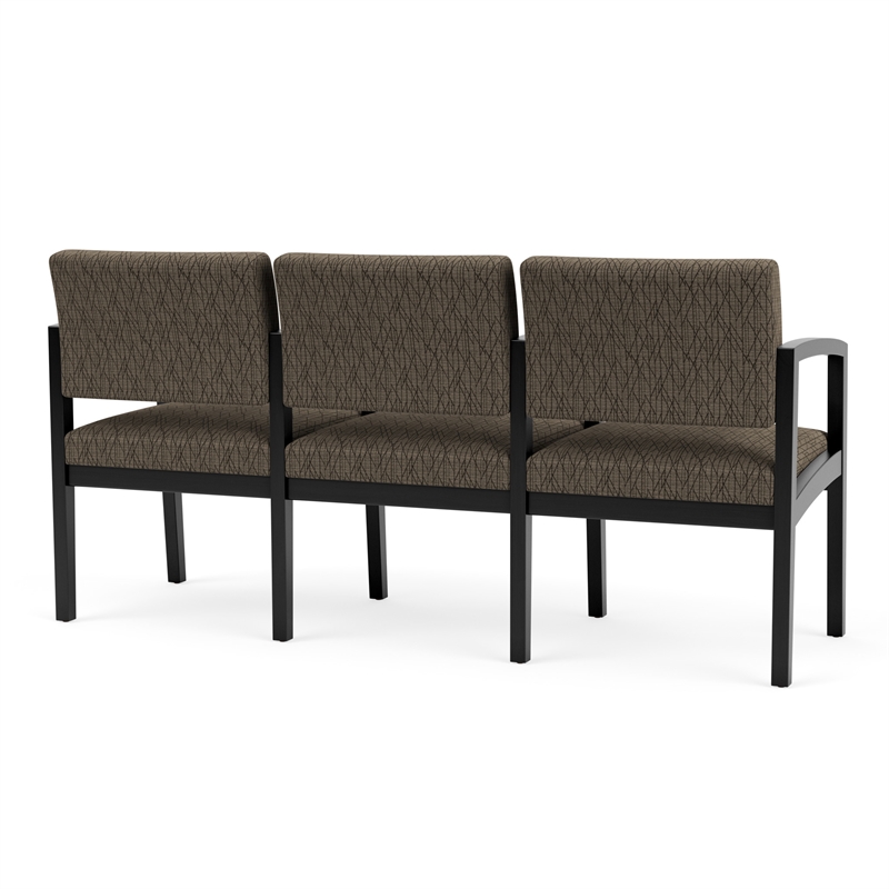 Lenox Wood Reception Waiting 3-Seat Tandem Seating / Black Wood / Brown