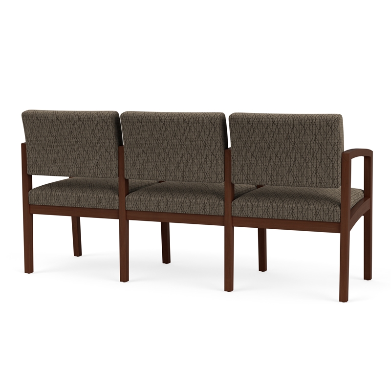Lenox Wood Reception Waiting 3-Seat Tandem Seating / Walnut Wood / Brown