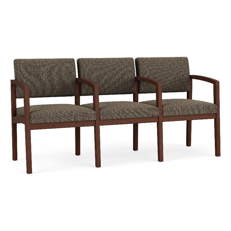 Lenox Wood Reception Waiting 3-Seat Tandem Seating / Walnut Wood / Brown