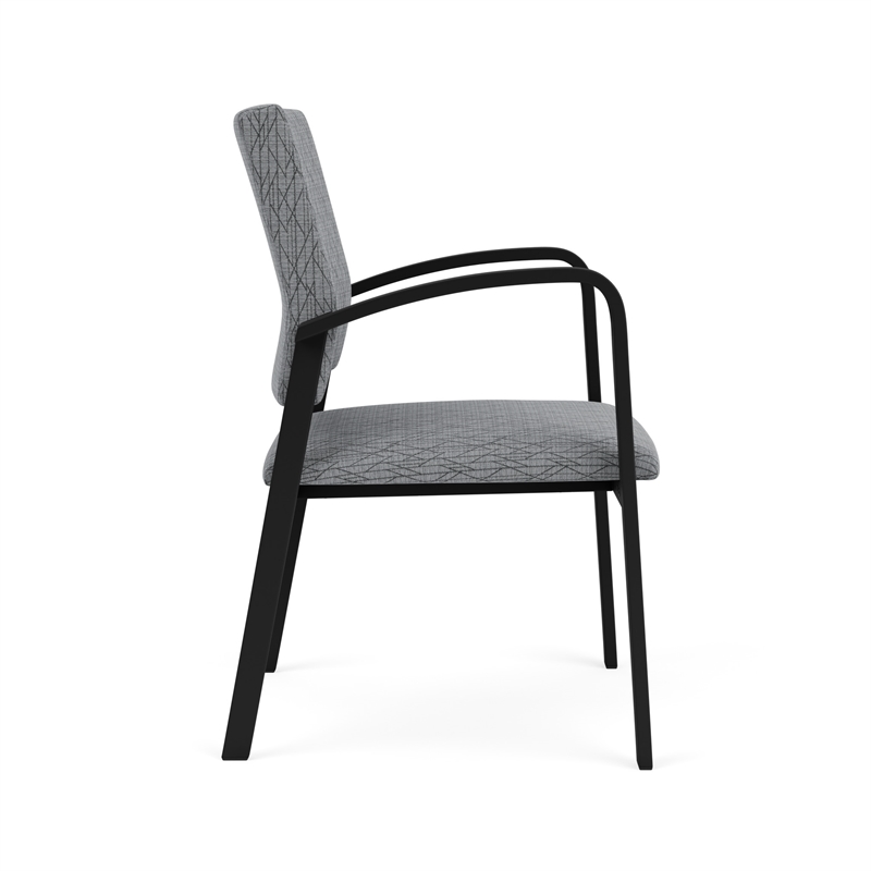 Newport Reception Waiting Room Healthcare Guest Chair / Black Steel / Gray
