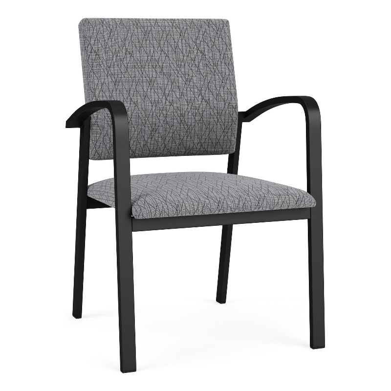Newport Reception Waiting Room Healthcare Guest Chair / Black Steel / Gray