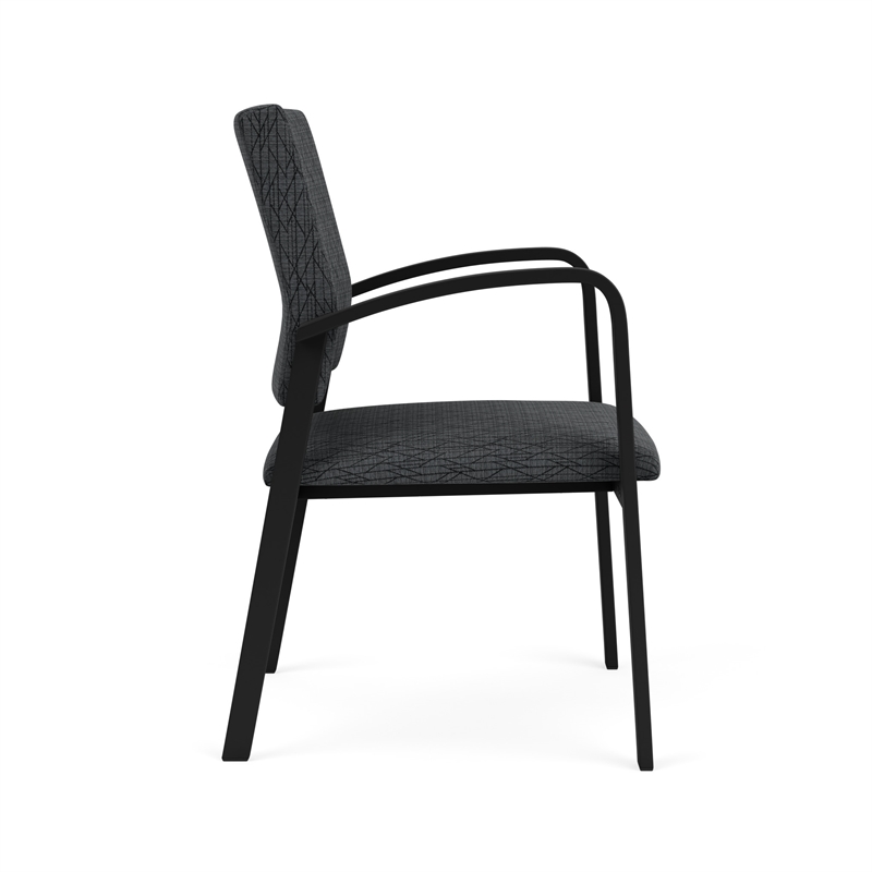 Newport Reception Waiting Room Healthcare Guest Chair / Black Steel / Dark Gray