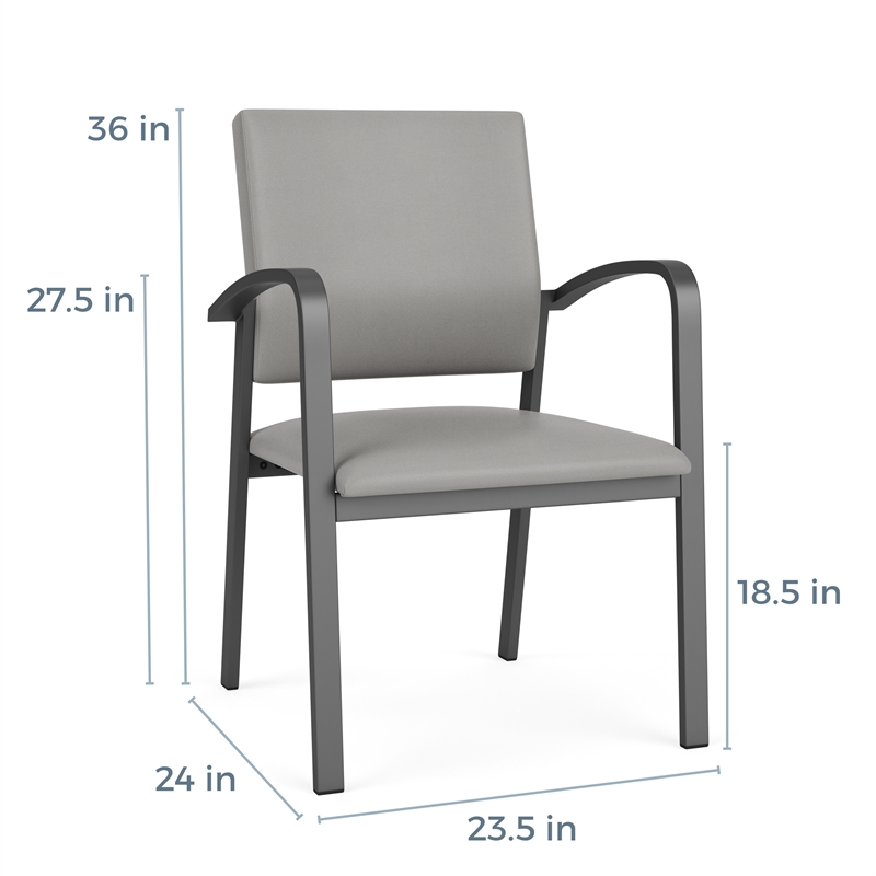 Newport Reception Waiting Room Healthcare Guest Chair / Black Steel / Dark Gray