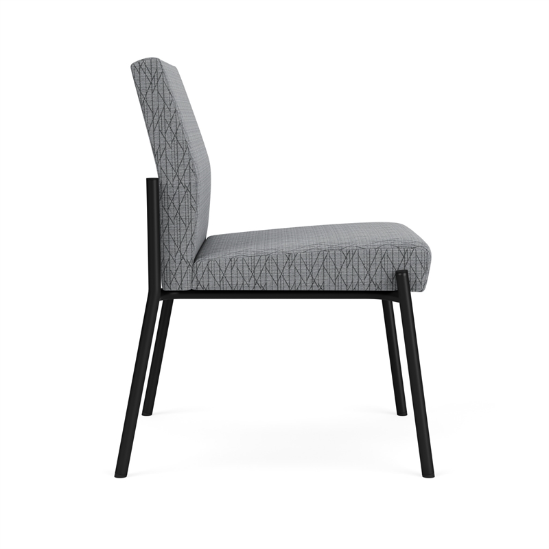 Mystic Reception Waiting Room Armless Guest Chair / Black Steel / Gray